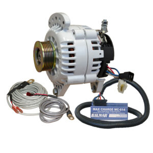 Marine alternator with wiring and regulator kit.