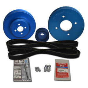 Car engine pulleys and belt kit components