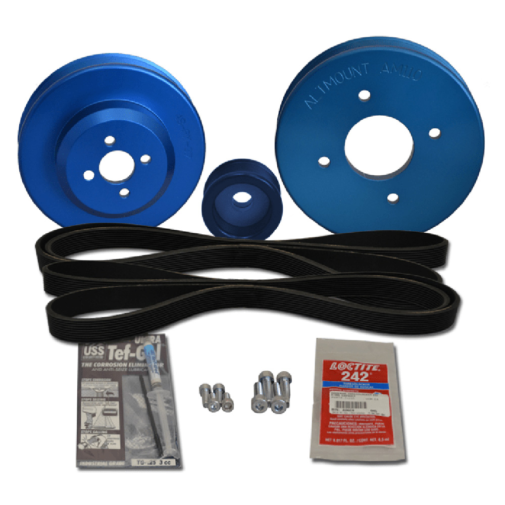 Car engine pulleys and belt kit components