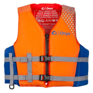 Orange and blue Onyx life vest