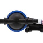 Marine bilge pump, side view, with blue accent
