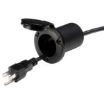 Black power plug with open port