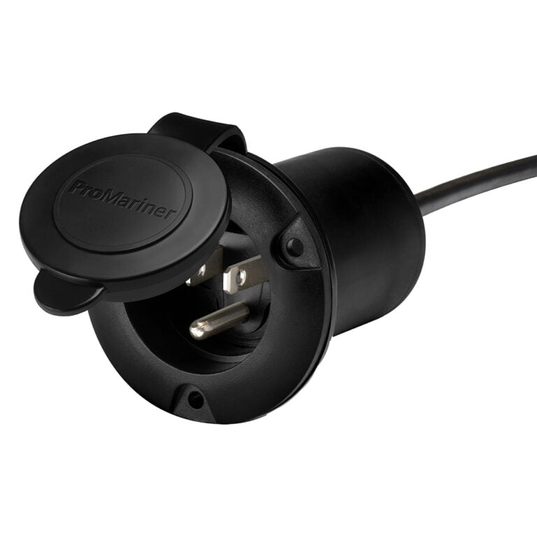 Black marine electrical inlet plug connector