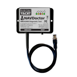 NMEA2000 diagnostic tool with cable and connectors.