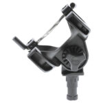 Adjustable boat rod holder with locking mechanism.