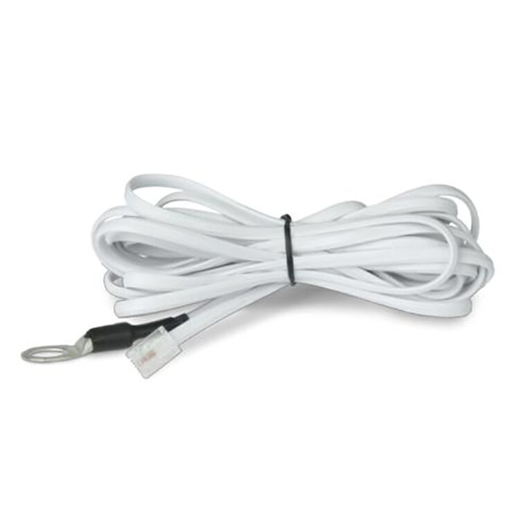 Coiled white temperature sensor cable