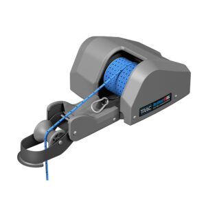 Electric anchor winch with blue rope
