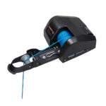 Electric anchor winch with blue rope