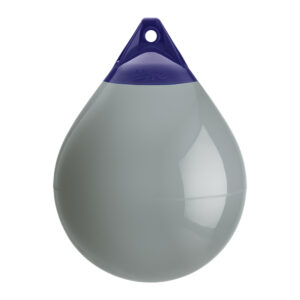 Gray boat fender with blue top