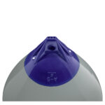 Purple and gray marine mooring buoy