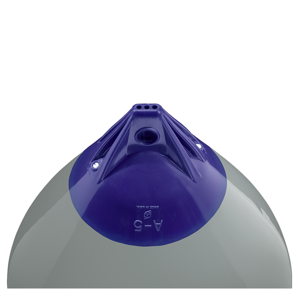 Purple and gray marine mooring buoy