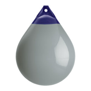 Inflatable marine buoy with blue top.