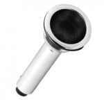 Chrome bathroom drain with black interior