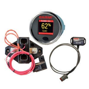 Battery monitor system with display and wiring kit.