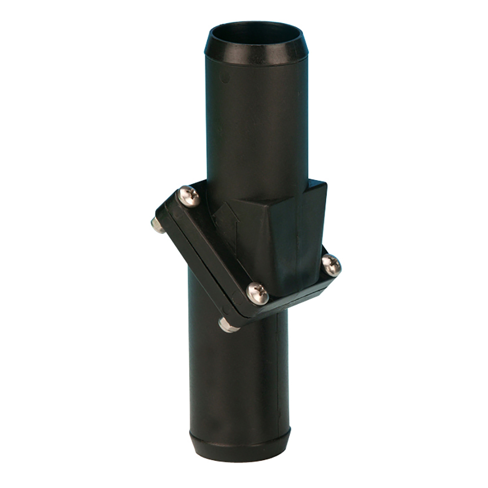 Black plastic adjustable pipe connector with screws