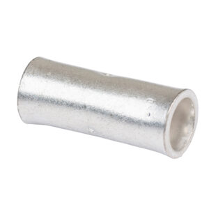 Silver crimp connector tube for electrical wires.