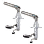 Two stainless steel fishing rod holders.