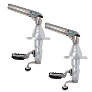 Two stainless steel fishing rod holders.