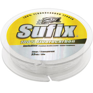 Sufix fluorocarbon fishing line spool, clear 33 yards.