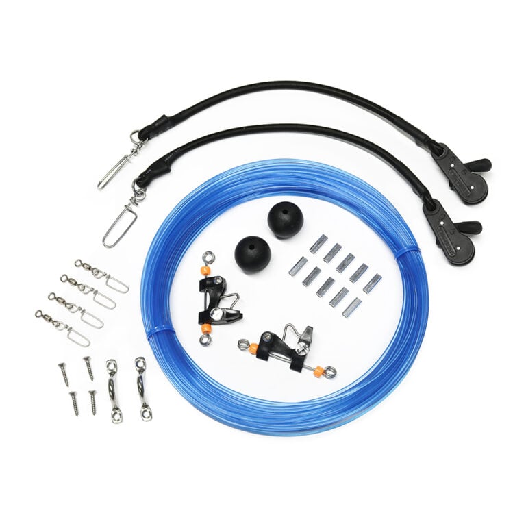 Complete dog trolley kit with cables and clips.