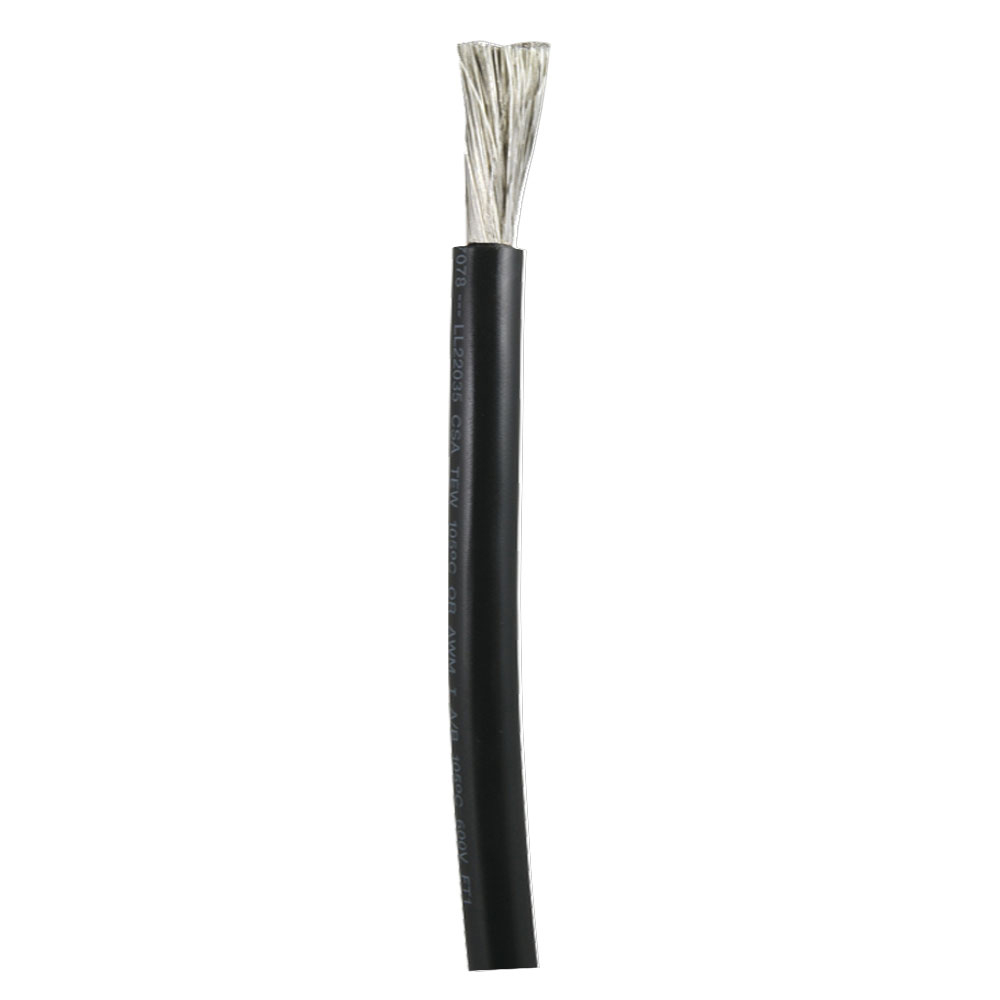 Black electrical cable with exposed metal strands.