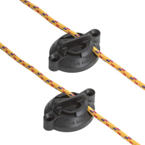 Pair of Quick Cleat rope cleats with climbing rope.