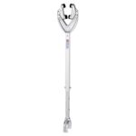 Silver mechanical cable cutter tool for utility work.