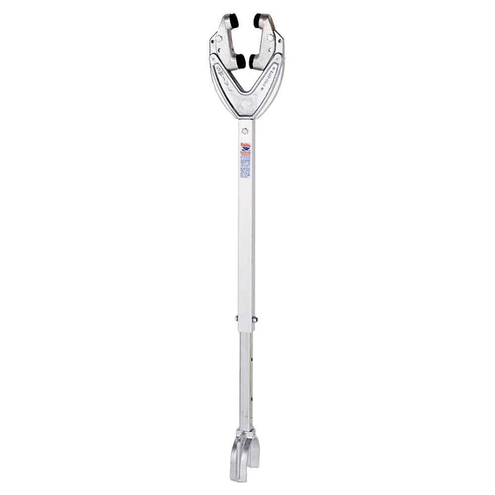 Silver mechanical cable cutter tool for utility work.