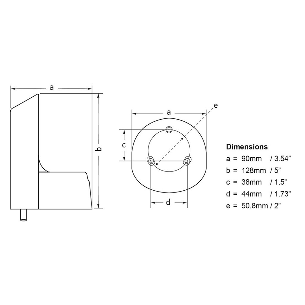 Technical diagram with dimensions for wall fixture.