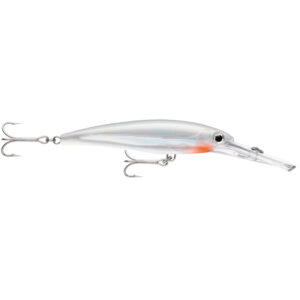 Silver fishing lure with hooks and transparent lip