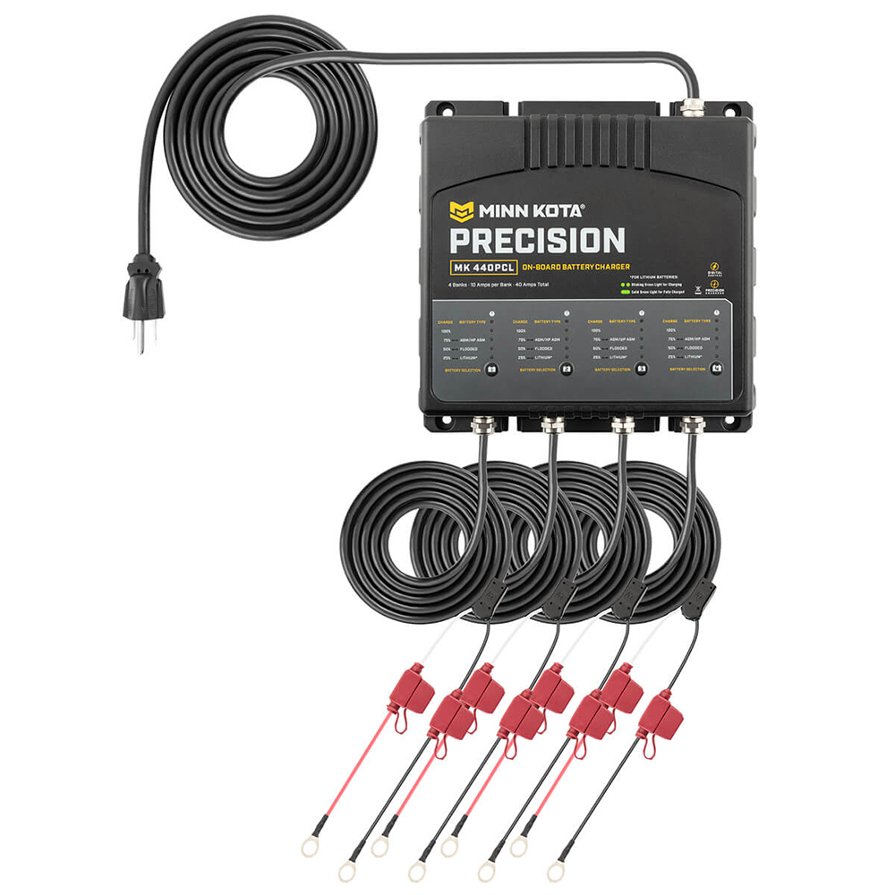 Minn Kota onboard battery charger with multiple cables