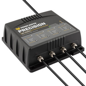 Minn Kota Precision battery charger with four cables.