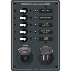 12 volt DC distribution panel with fuses