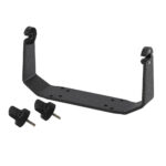 Metal bracket with screws for mounting equipment.