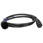 Coiled black cable with multiple-pin connectors.