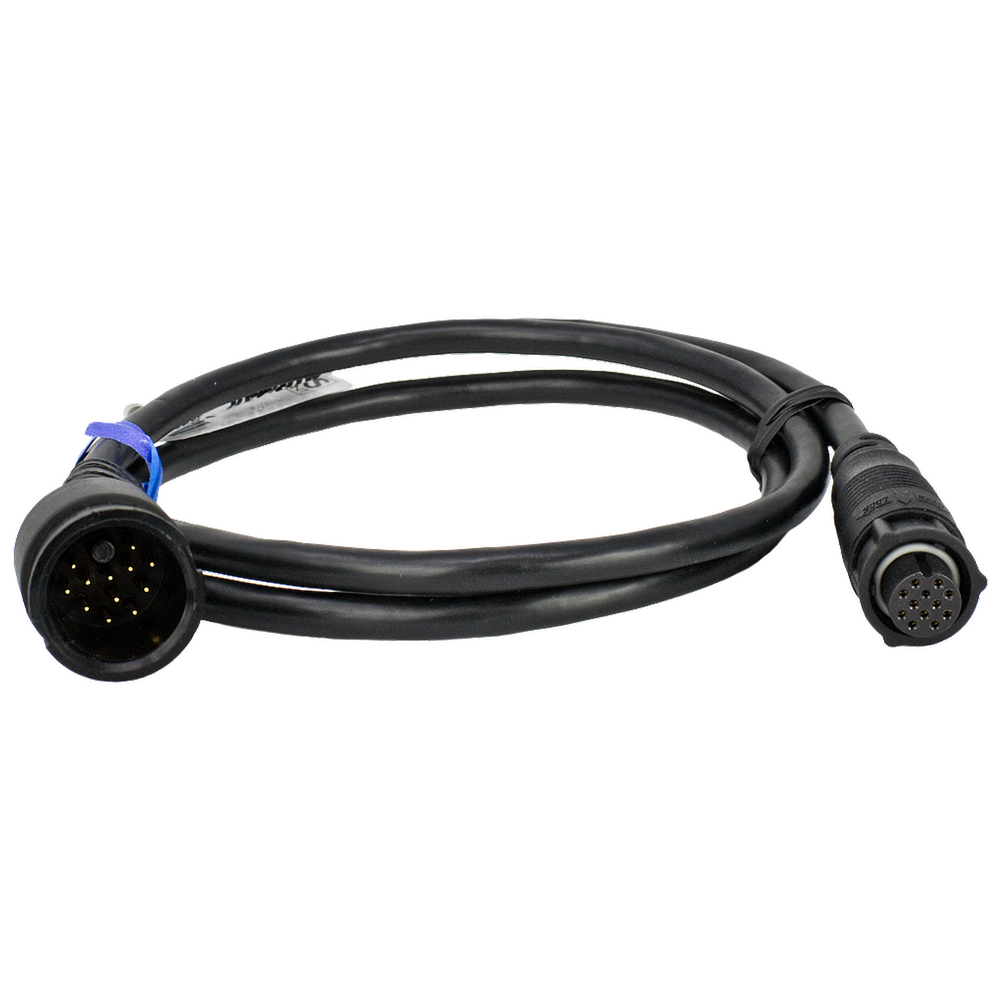 Coiled black cable with multiple-pin connectors.