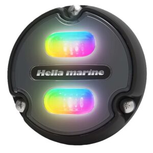 Colorful marine LED light with rainbow hues.