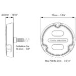 Diagram of Hella marine cable hole dimensions.