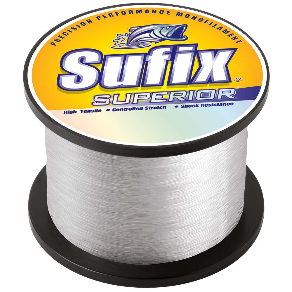 Sufix Superior fishing line spool, high tensile strength.