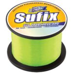 Sufix Superior fishing line spool, high visibility green.