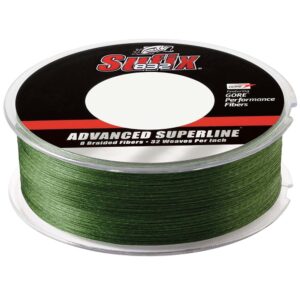 Green fishing line spool, advanced superline, 8 braided fibers.