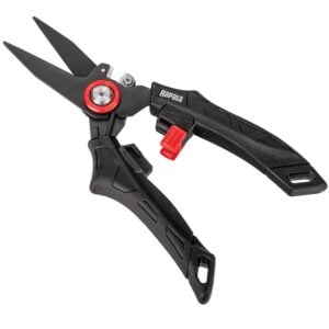 Black utility shears with red accents.