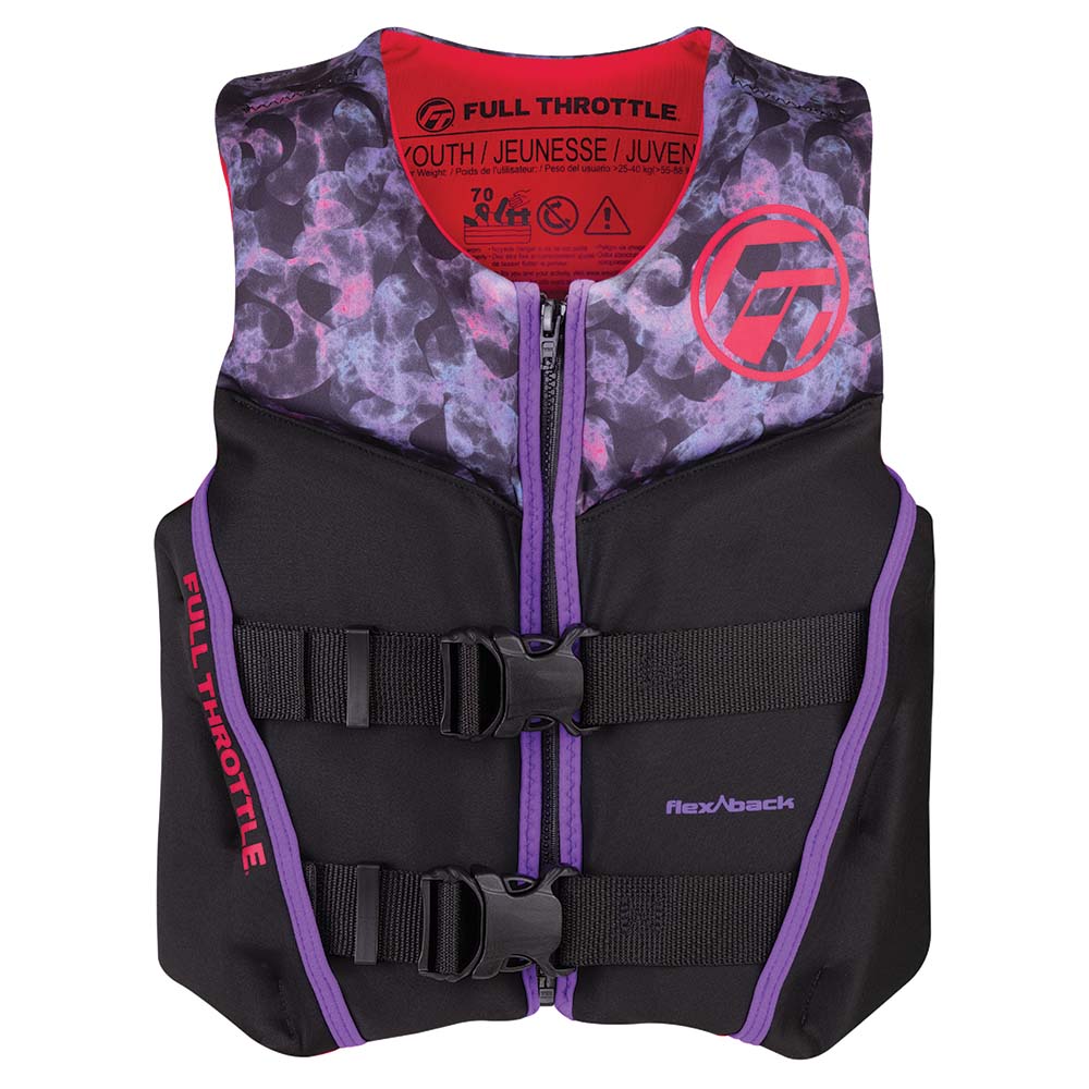 Youth life vest with buckle straps.