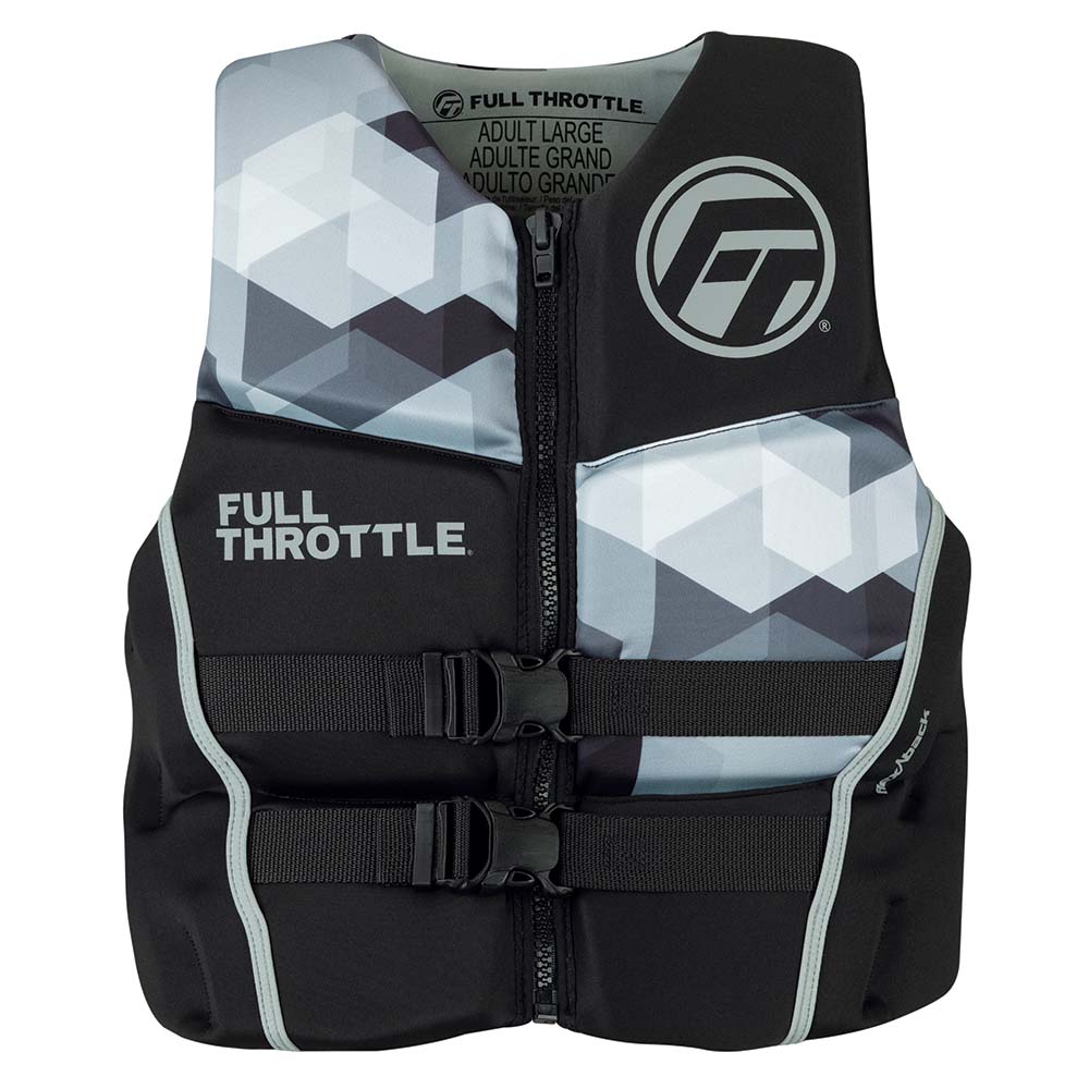 Full Throttle adult life vest with geometric design.