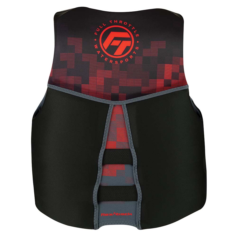 Black and red watersports life vest, Flex-Back design