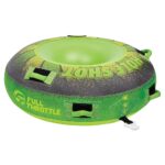 Green inflatable water tube with handles