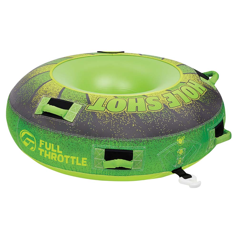 Green inflatable water tube with handles