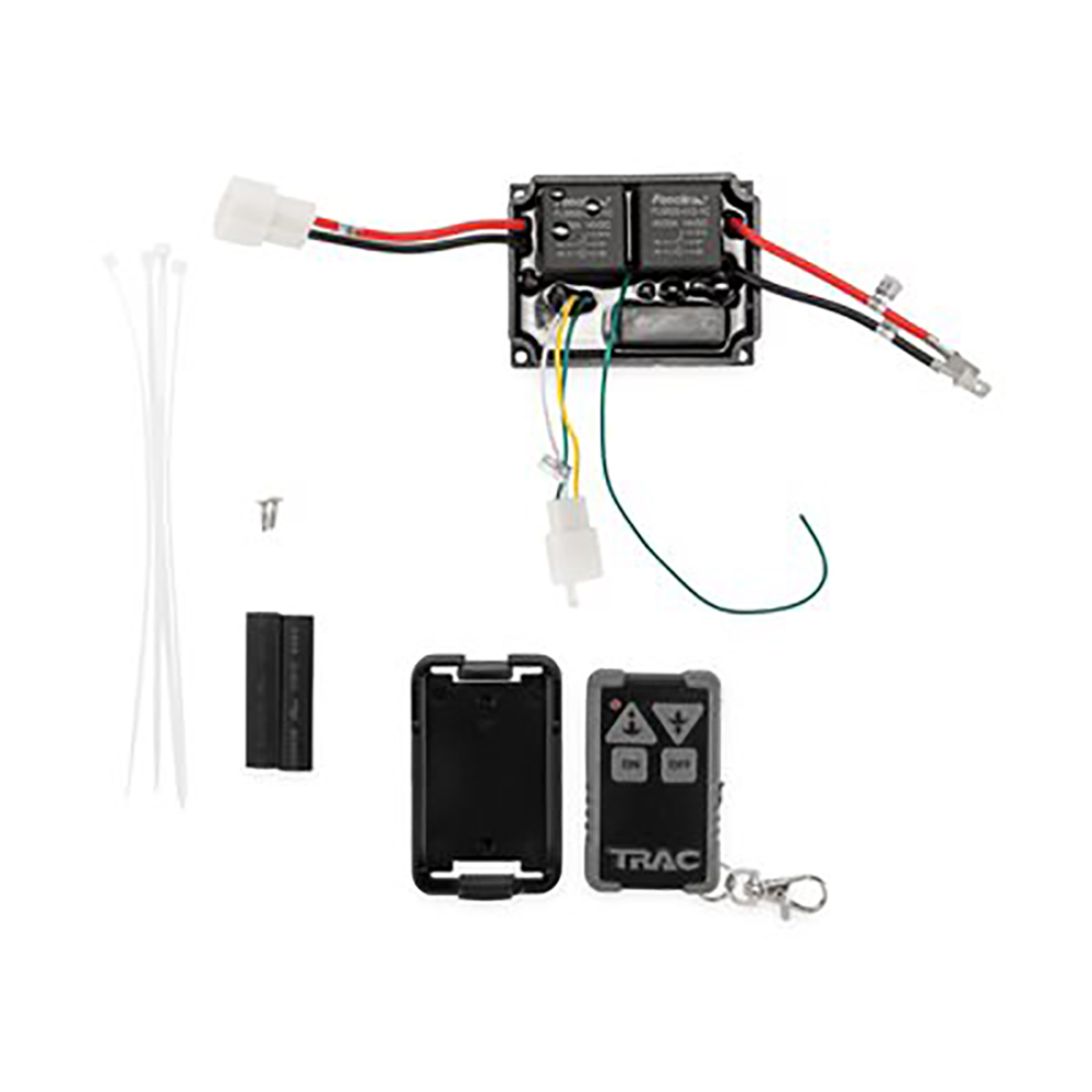 Electronic device kit with cables and remote control.