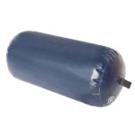 Inflatable blue cylindrical boat fender for protection
