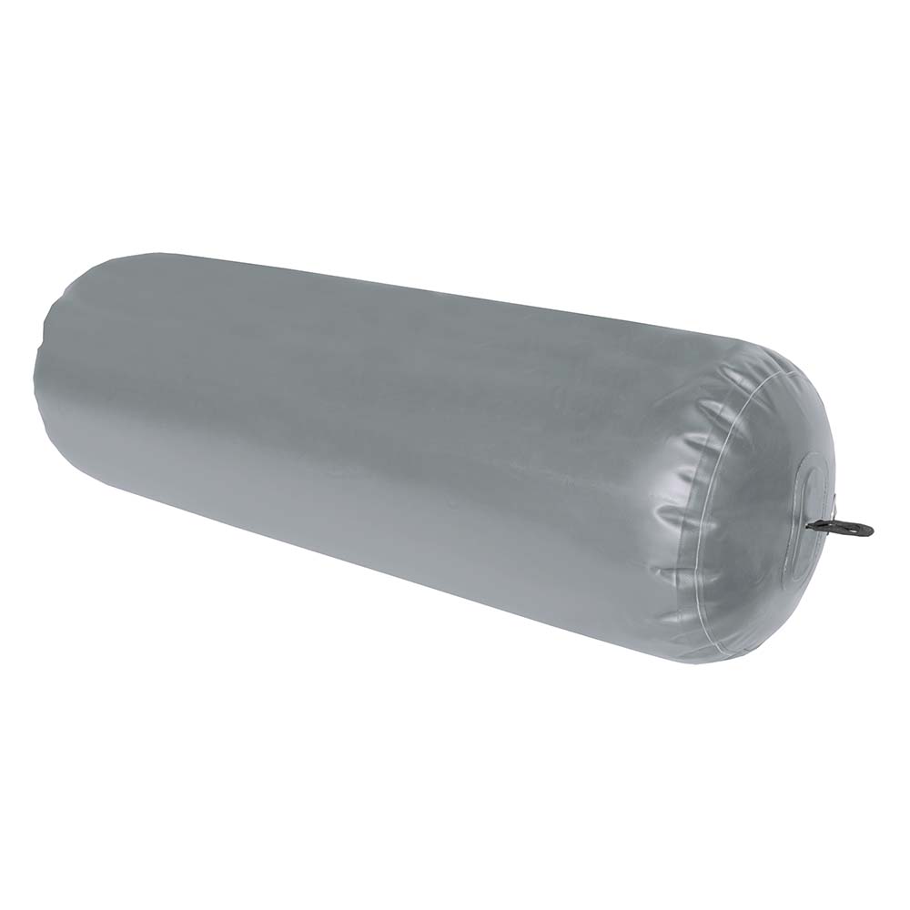Gray inflatable cylindrical fender for boats